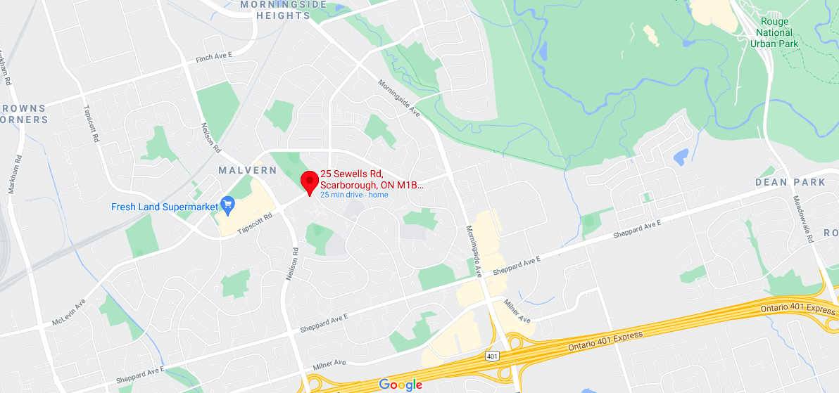 map showing the location of the proposed development in Scarborough Ontario